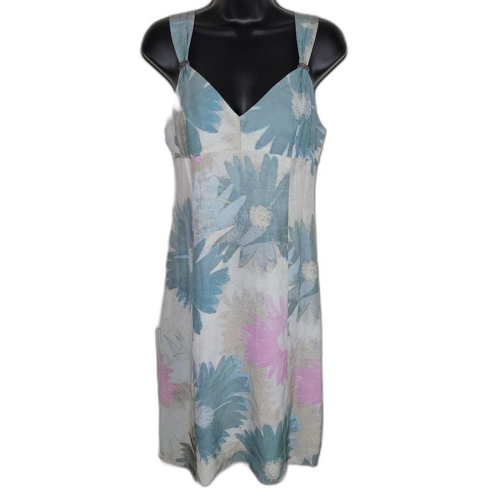 Sigrid Olsen silk floral empire sleeveless dress size 2